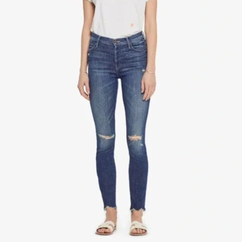 MOTHER the stunner ankle chew Off Duty blue skinny jeans 25